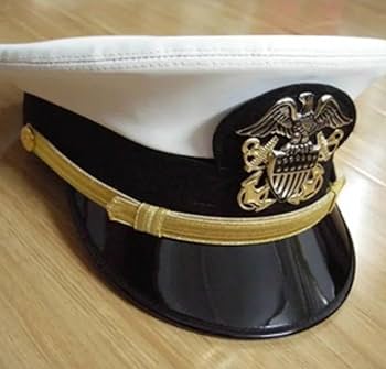 Amazon.co.jp: WW2米軍 海軍将官制帽 白 帽章付 アメリカ軍 複製